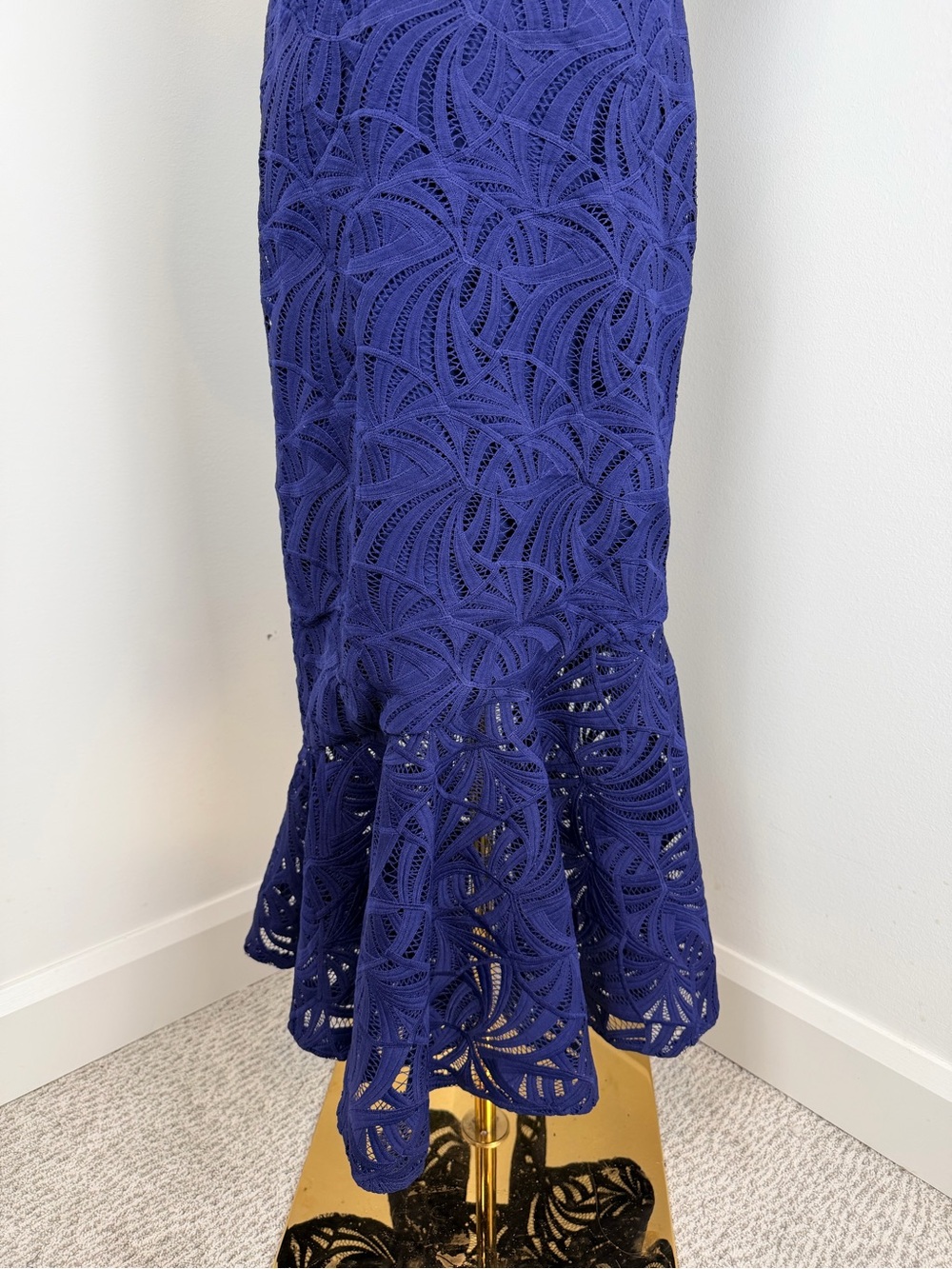 Kay Unger Royal Blue Lace Dress with Puff Sleeves Size 6 NWT Bridal Evening Wear - Picture 8 of 12